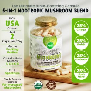 MAJU Organic Mental Mushroom Capsules (90ct)